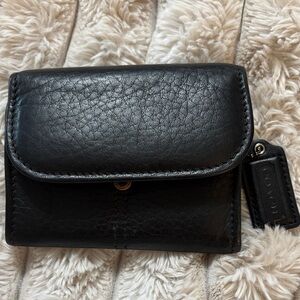 Coach Black Leather Compact Wallet